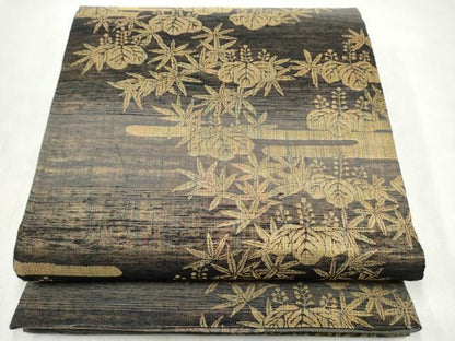 平和屋着物●両面　全通柄袋帯　鳳凰草花文　金糸　正絹　逸品　CABN2438hy