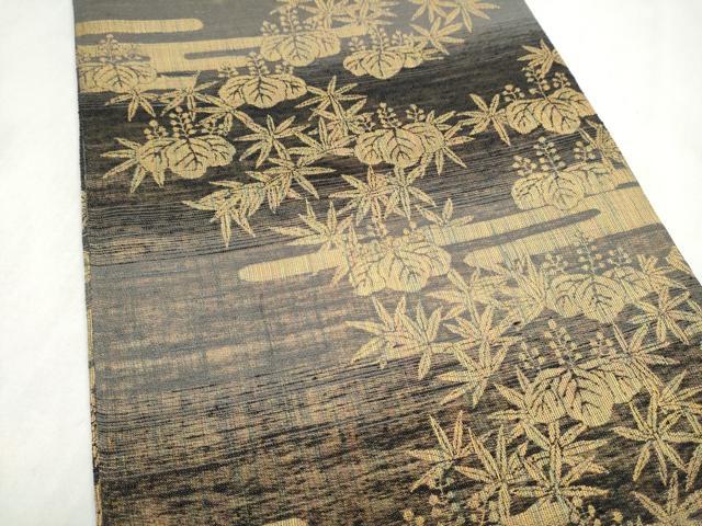 平和屋着物●両面　全通柄袋帯　鳳凰草花文　金糸　正絹　逸品　CABN2438hy