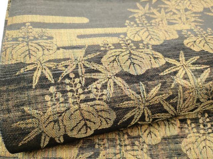 平和屋着物●両面　全通柄袋帯　鳳凰草花文　金糸　正絹　逸品　CABN2438hy