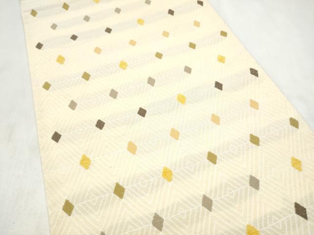 平和屋着物●六通柄袋帯　紬地　モール織　菱繋ぎ　健勝苑扱い　正絹　逸品　CABN2439hy