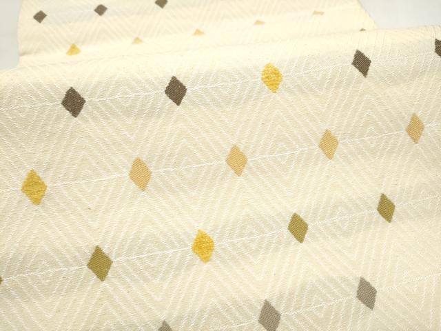 平和屋着物●六通柄袋帯　紬地　モール織　菱繋ぎ　健勝苑扱い　正絹　逸品　CABN2439hy