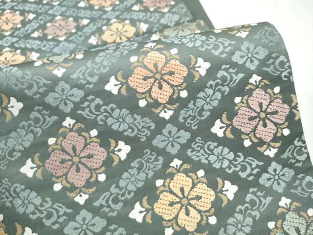 平和屋着物●西陣　浅田叡一作　六通柄袋帯　唐織　花草文　証紙付き　正絹　逸品　CABN2447hy
