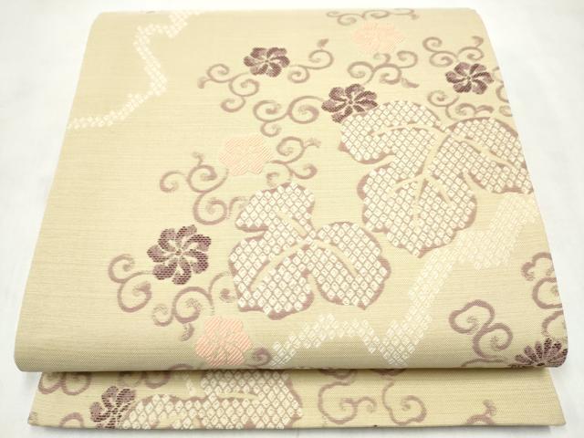 平和屋着物●六通柄袋帯　蔦の葉花文　正絹　逸品　CABN2448hy