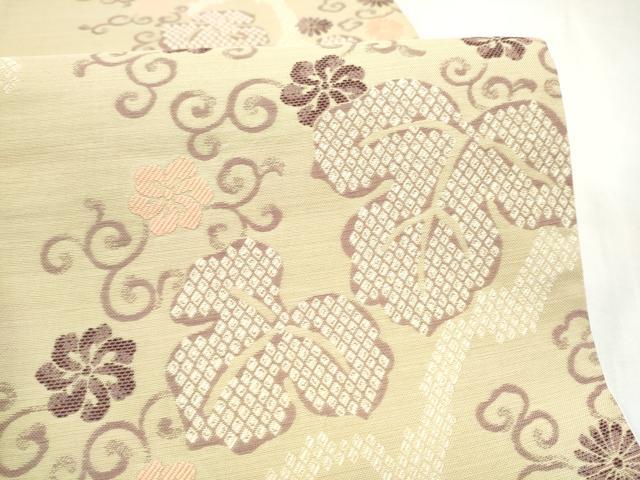 平和屋着物●六通柄袋帯　蔦の葉花文　正絹　逸品　CABN2448hy