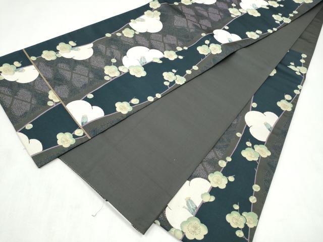 平和屋着物●六通柄袋帯　椿　舞梅文　金糸　正絹　逸品　CABN2451hy