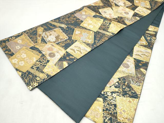 平和屋着物●六通柄袋帯　色紙重ね草花文　金糸　正絹　逸品　CABN2475hy
