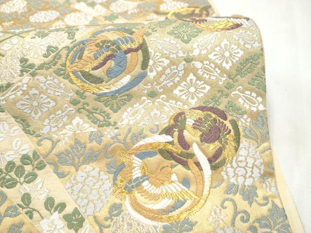 平和屋着物●六通柄袋帯　唐織　裂取唐文　金糸　正絹　逸品　CABN2480hy