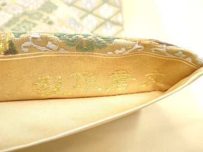 平和屋着物●六通柄袋帯　唐織　裂取唐文　金糸　正絹　逸品　CABN2480hy