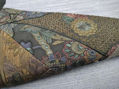 平和屋着物●中国三大刺繍　相良刺繍　総刺繍　太鼓柄袋帯　切嵌　花丸文　鈴乃屋扱い　正絹　逸品　CABN2484hy