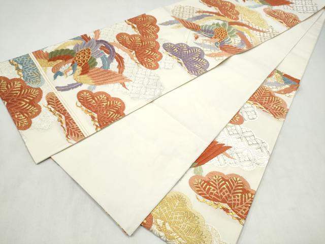 平和屋着物●六通柄袋帯　唐織　鳳凰松文　金糸　三越扱い　正絹　逸品　CABN2489hy
