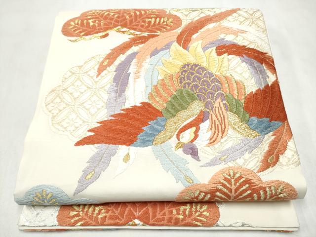 平和屋着物●六通柄袋帯　唐織　鳳凰松文　金糸　三越扱い　正絹　逸品　CABN2489hy