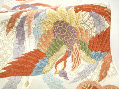 平和屋着物●六通柄袋帯　唐織　鳳凰松文　金糸　三越扱い　正絹　逸品　CABN2489hy