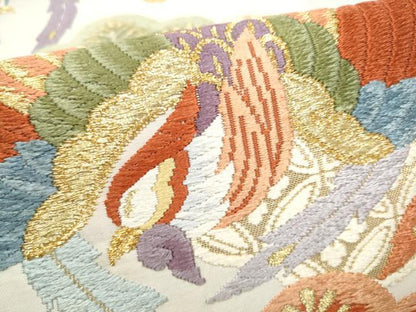 平和屋着物●六通柄袋帯　唐織　鳳凰松文　金糸　三越扱い　正絹　逸品　CABN2489hy