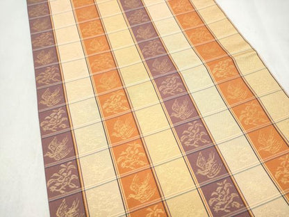 平和屋着物●全通柄袋帯　花鳥間道　金糸　正絹　逸品　CABN2492hy