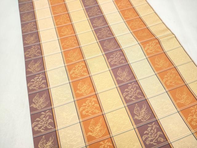 平和屋着物●全通柄袋帯　花鳥間道　金糸　正絹　逸品　CABN2492hy