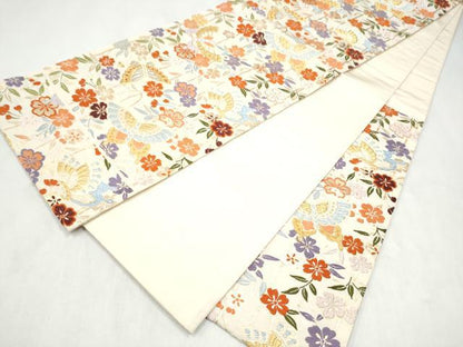 平和屋着物●六通柄袋帯　唐織　花蝶文　金糸　正絹　逸品　CABN2495hy