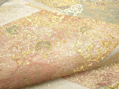 平和屋着物●現代の名工　伝統工芸士　豊田宏一　六通柄袋帯　平安料紙散文　金銀糸　正絹　逸品　CABN2501hy