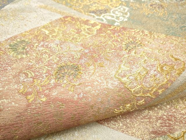 平和屋着物●現代の名工　伝統工芸士　豊田宏一　六通柄袋帯　平安料紙散文　金銀糸　正絹　逸品　CABN2501hy