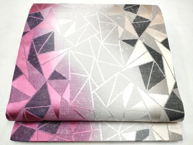 平和屋着物●全通柄袋帯　幾何学文様　正絹　逸品　CABN2505hy