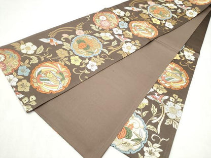 平和屋着物●六通柄袋帯　唐織　唐花華文　正絹　逸品　CABN2506hy