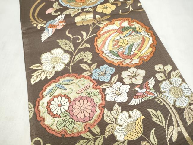 平和屋着物●六通柄袋帯　唐織　唐花華文　正絹　逸品　CABN2506hy