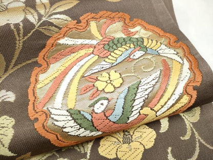 平和屋着物●六通柄袋帯　唐織　唐花華文　正絹　逸品　CABN2506hy