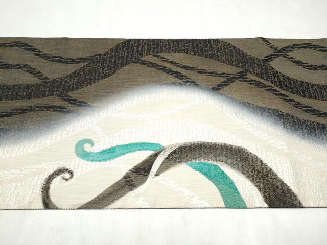 平和屋着物●六通柄袋帯　作家物　唐草文　金糸　正絹　逸品　CABN2512hy