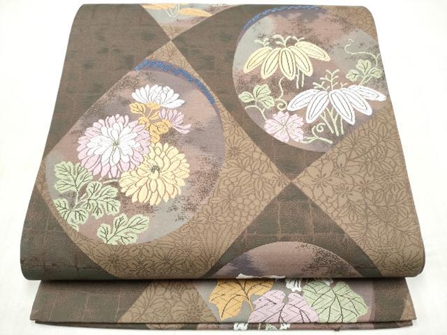 平和屋着物●西陣　六通柄袋帯　唐織　草花丸文　証紙付き　正絹　逸品　CABN2513hy