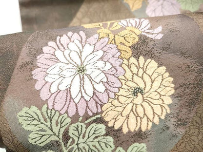 平和屋着物●西陣　六通柄袋帯　唐織　草花丸文　証紙付き　正絹　逸品　CABN2513hy