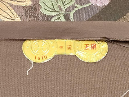 平和屋着物●西陣　六通柄袋帯　唐織　草花丸文　証紙付き　正絹　逸品　CABN2513hy
