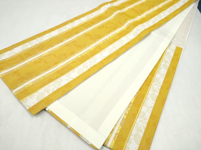 平和屋着物●六通柄袋帯　草花間道　金糸　正絹　逸品　未使用　CABN2517hy
