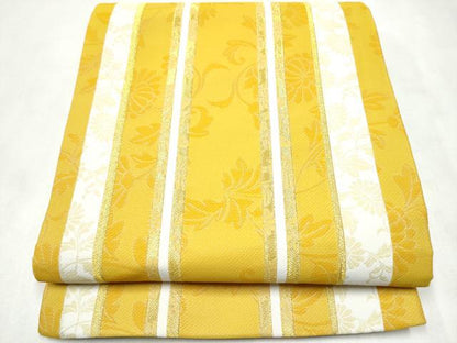 平和屋着物●六通柄袋帯　草花間道　金糸　正絹　逸品　未使用　CABN2517hy