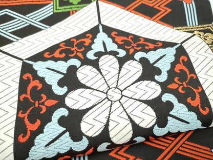 平和屋着物●西陣　川島織物　六通柄　本袋帯　唐織　亀甲花文　金糸　正絹　逸品　CABN2518hy