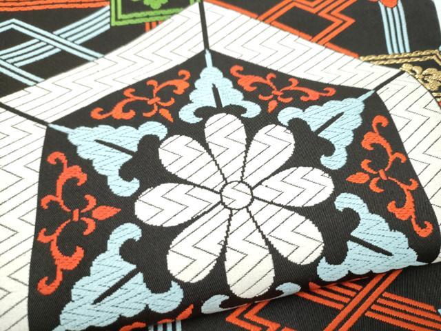 平和屋着物●西陣　川島織物　六通柄　本袋帯　唐織　亀甲花文　金糸　正絹　逸品　CABN2518hy