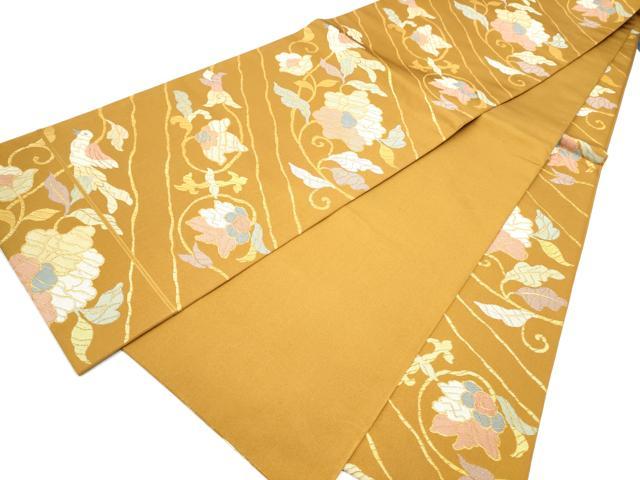 平和屋着物●全通柄　本袋帯　唐花斜文　金糸　　正絹　逸品　CABN2527hy