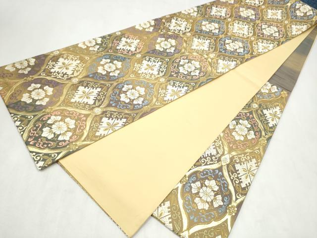 平和屋着物●六通柄袋帯　唐織　立涌花文　金糸　正絹　逸品　CABN2528hy