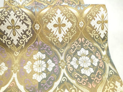 平和屋着物●六通柄袋帯　唐織　立涌花文　金糸　正絹　逸品　CABN2528hy