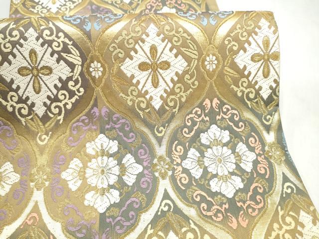 平和屋着物●六通柄袋帯　唐織　立涌花文　金糸　正絹　逸品　CABN2528hy