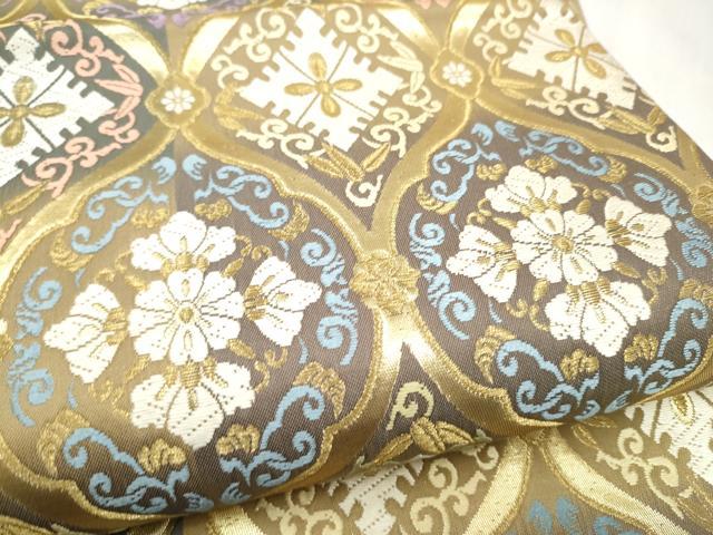 平和屋着物●六通柄袋帯　唐織　立涌花文　金糸　正絹　逸品　CABN2528hy