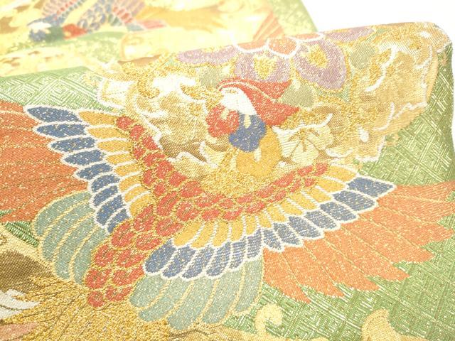 平和屋着物●佐賀錦　唐織・西陣の老舗・名門・藤原織物　六通柄袋帯　鳳凰花文　金糸　正絹　逸品　CABN2529hy