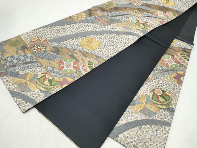平和屋着物●六通柄袋帯　唐織　花毬文　金糸　正絹　逸品　CABN2532hy