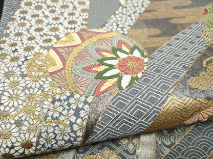 平和屋着物●六通柄袋帯　唐織　花毬文　金糸　正絹　逸品　CABN2532hy