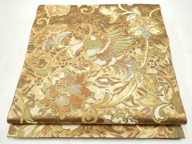 平和屋着物●西陣　川島織物　六通柄袋帯　花喰鳥　金糸　引箔　正絹　逸品　CABN2533hy