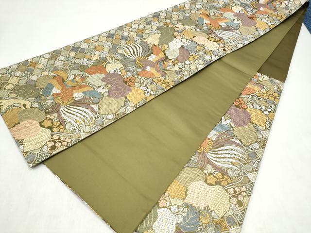 平和屋着物●六通柄袋帯　唐織　観世錦　鳳凰花文　金糸　正絹　逸品　CABN2534hy