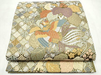 平和屋着物●六通柄袋帯　唐織　観世錦　鳳凰花文　金糸　正絹　逸品　CABN2534hy
