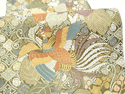 平和屋着物●六通柄袋帯　唐織　観世錦　鳳凰花文　金糸　正絹　逸品　CABN2534hy