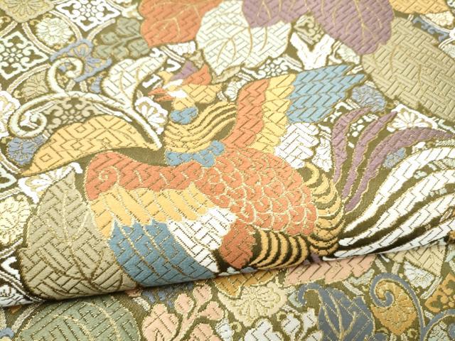 平和屋着物●六通柄袋帯　唐織　観世錦　鳳凰花文　金糸　正絹　逸品　CABN2534hy