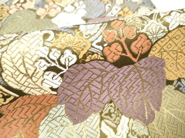 平和屋着物●六通柄袋帯　唐織　観世錦　鳳凰花文　金糸　正絹　逸品　CABN2534hy