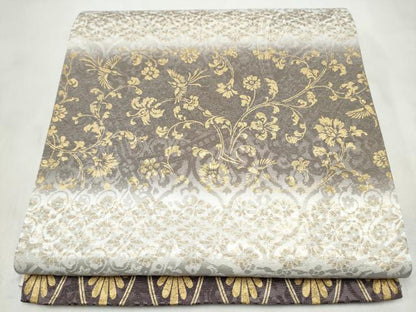 平和屋着物●全通柄袋帯　花唐草文　銀通し地　正絹　逸品　CABN2536hy