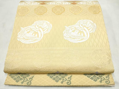 平和屋着物●全通柄袋帯　唐織　向かい鳳凰花文　正絹　逸品　CABN2546hy